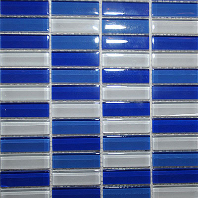 Maestro Mosaics Maestro Mosaics Crystal Glass Blends Mosaic White-med Blue-cobalt Tile  &  Stone