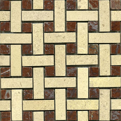 Maestro Mosaics Maestro Mosaics Stone Basketweave Mosaic Calamandina Beige Fossil Marble Tile  &  Stone