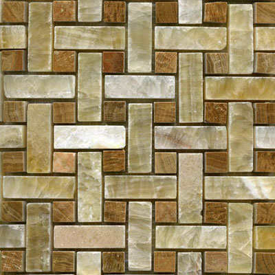 Maestro Mosaics Maestro Mosaics Stone Basketweave Mosaic Honey Onyx Timber Tile  &  Stone