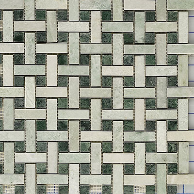 Maestro Mosaics Maestro Mosaics Stone Basketweave Mosaic Ming Verde Marble Tile  &  Stone
