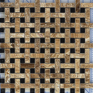 Maestro Mosaics Maestro Mosaics Stone Basketweave Mosaic Palace Onyx Black Tile  &  Stone
